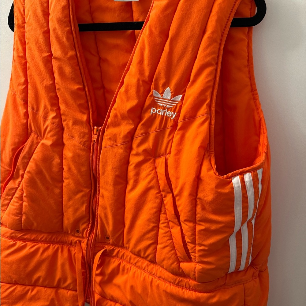 Adidas Orange Quilted Puffer Vest - Men's